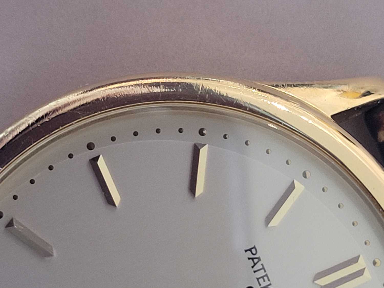 A gentlemen’s 18ct gold Patek Philippe Calatrava automatic strap watch, - Image 5 of 7