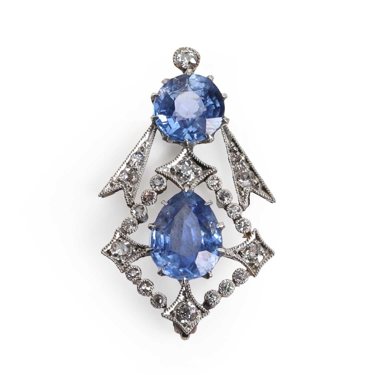 A Burmese sapphire and diamond brooch, early 20th century,