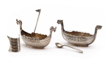 A pair of Norwegian open silver salts,