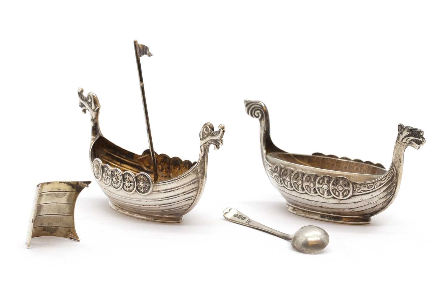 A pair of Norwegian open silver salts, - Image 2 of 3