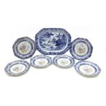 A collection of Chinese export blue and white plates,