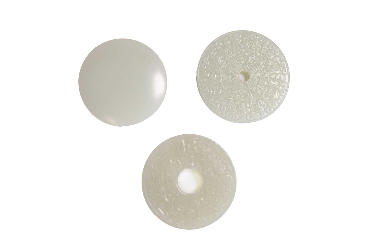 A group of three Chinese jade bi disc, - Image 2 of 29