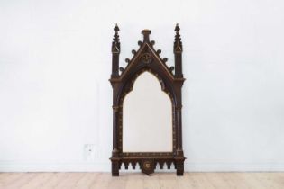 A Gothic Revival carved oak pier mirror,