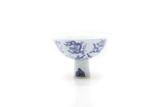 A Chinese blue and white stem bowl,