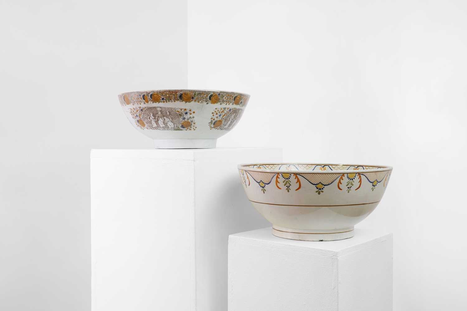 Two delftware tin-glazed earthenware punchbowls, - Image 2 of 22