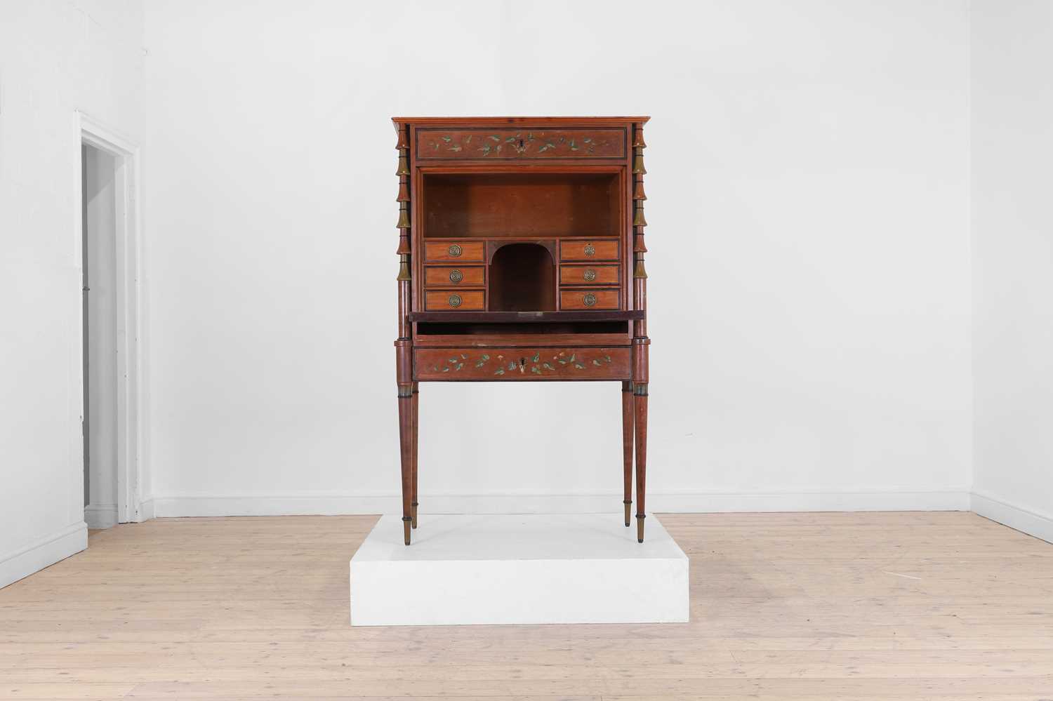 A satinwood secretaire, - Image 2 of 8