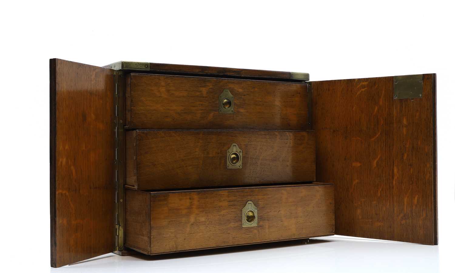 An oak and brass bound three-drawer cabinet, - Image 4 of 5