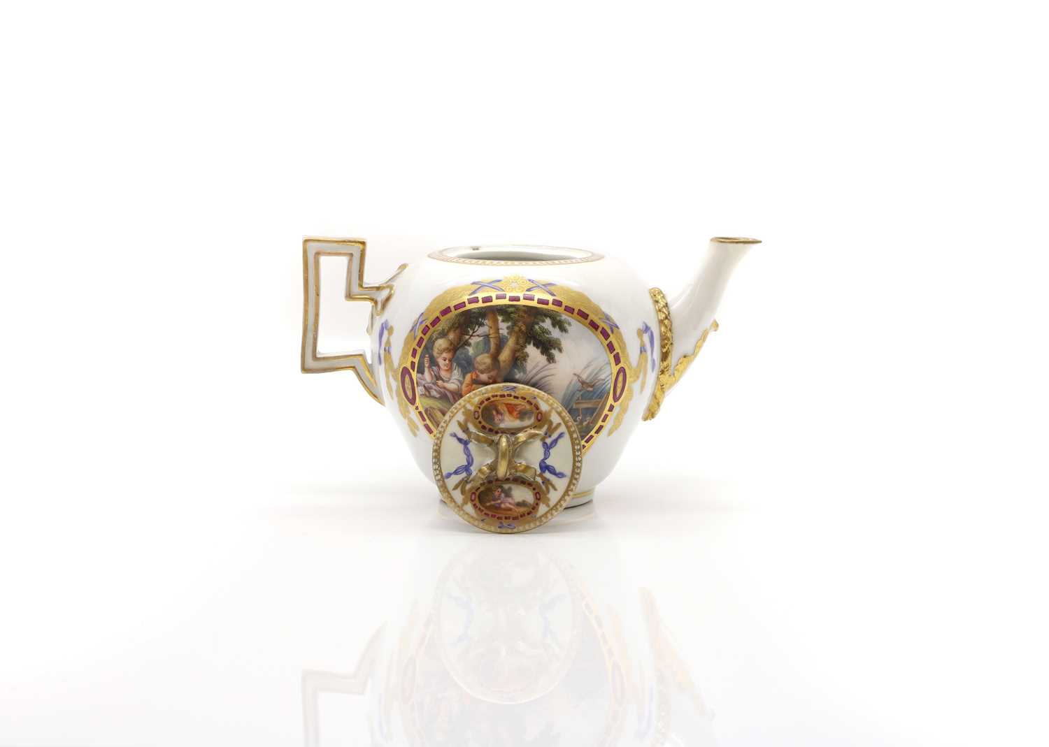 A Meissen style porcelain teapot and cover, - Image 2 of 5