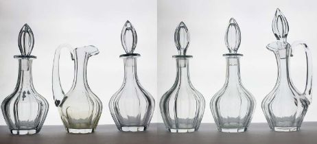 A set of four cut crystal decanters