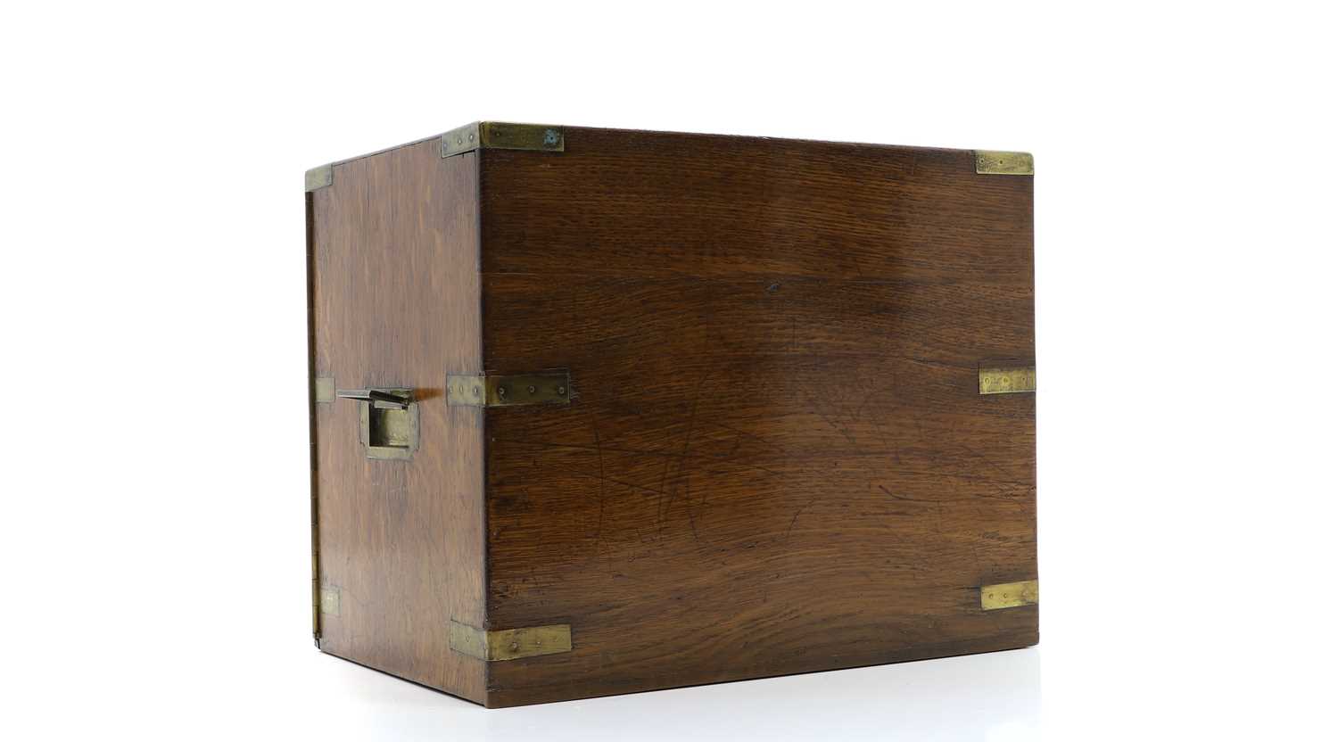 An oak and brass bound three-drawer cabinet, - Image 5 of 5