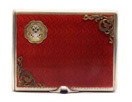 A Russian enamelled silver cigarette case,