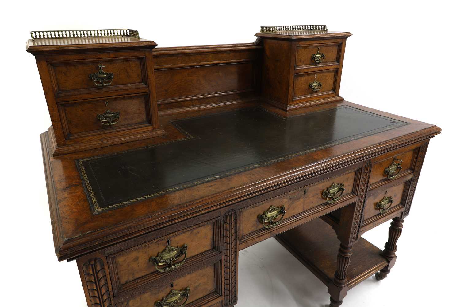 A Victorian burr walnut desk, - Image 3 of 3