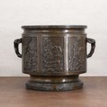 A Japanese bronze jardinière,