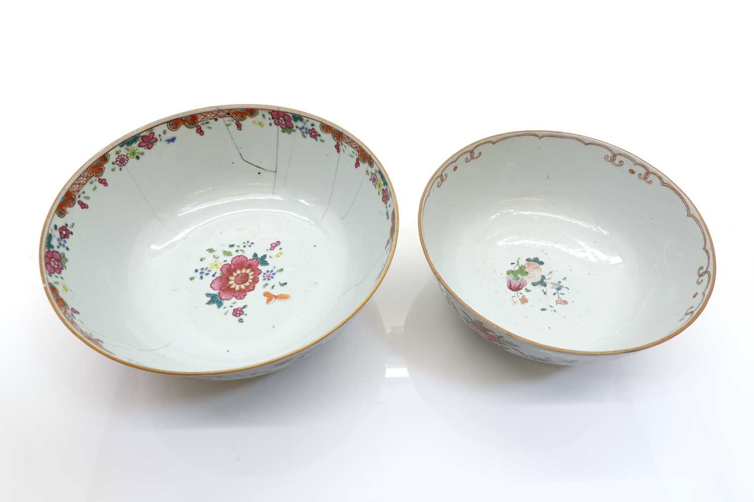 Two Chinese famille rose punch bowls, - Image 4 of 4