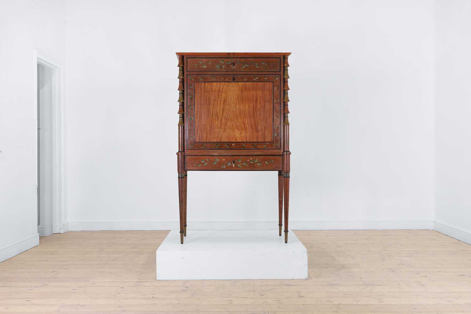 A satinwood secretaire,