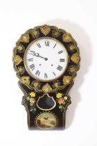 A Victorian Japanned papier mache wall clock