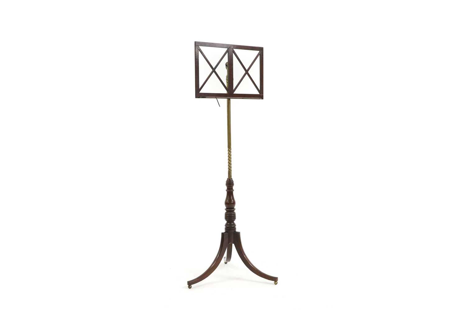 A George III mahogany and brass music stand,