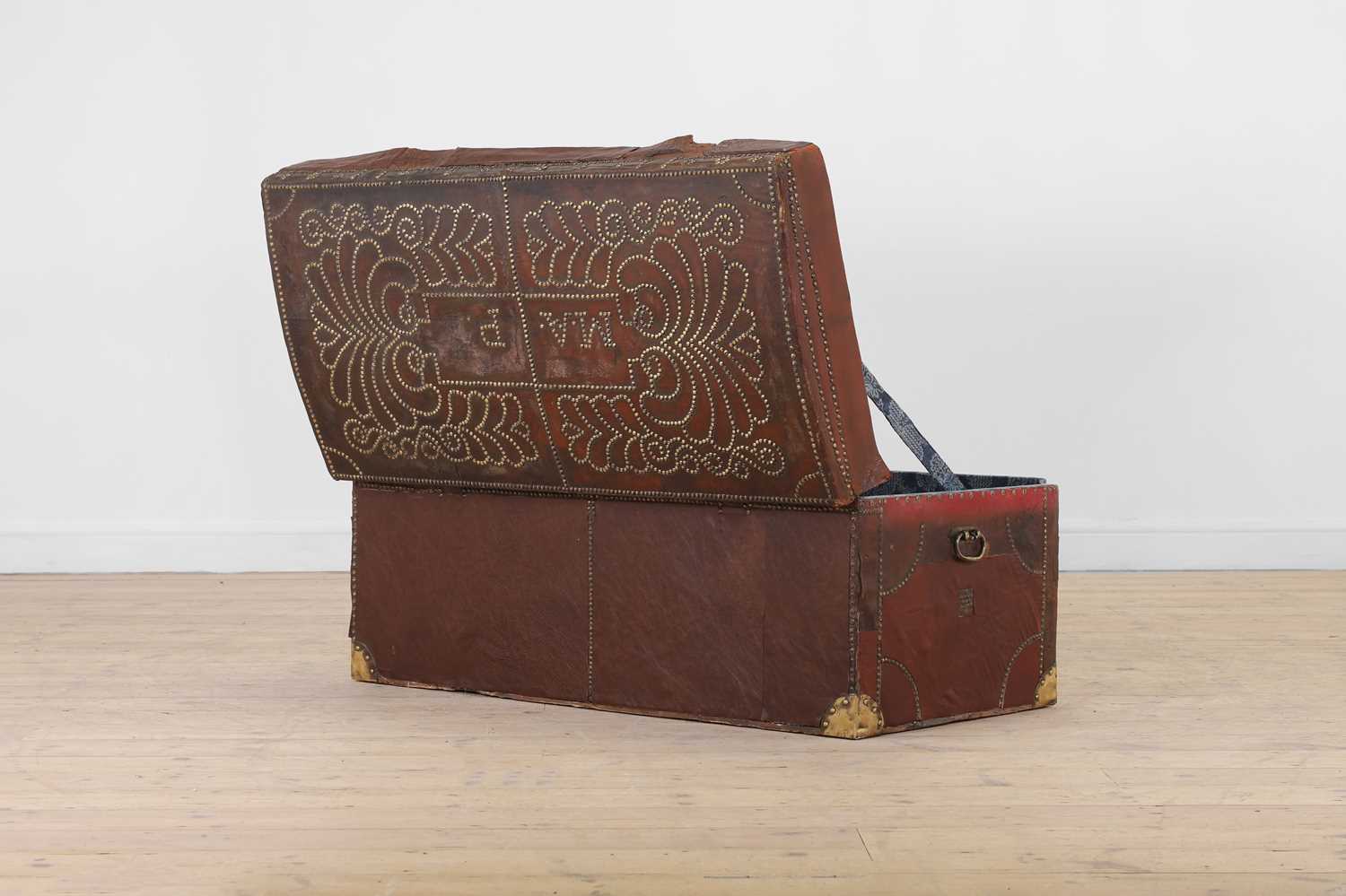 A studded leather trunk, - Image 9 of 12