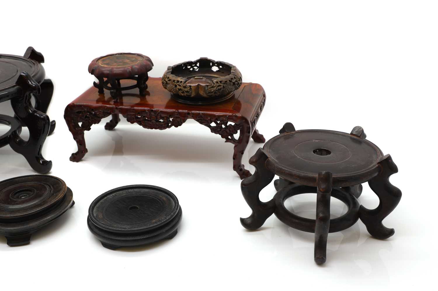 A collection of eight Chinese wood stands, - Image 3 of 3