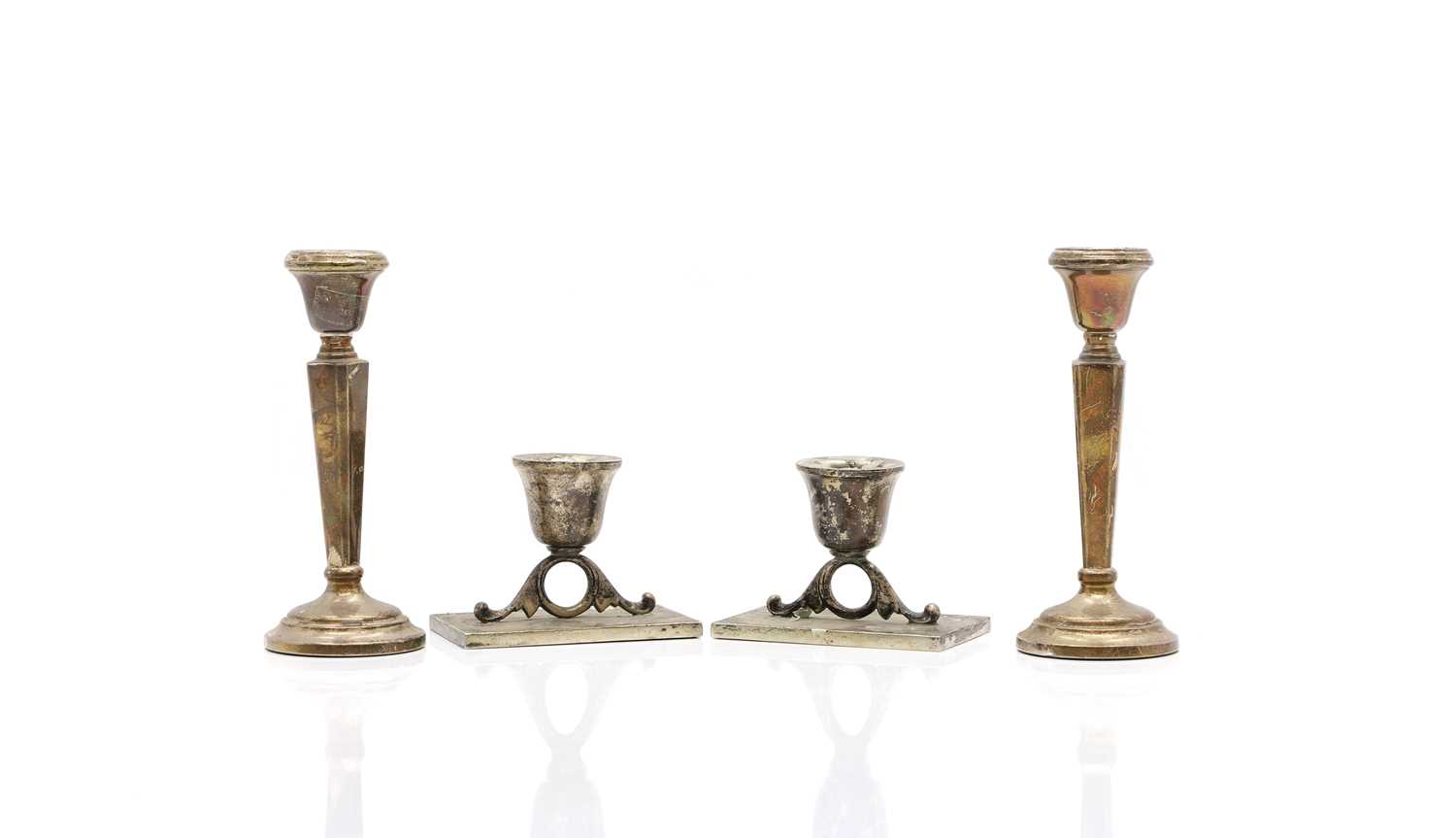 A pair of Mexican silver candlesticks