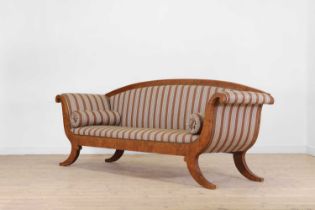 A Biedermeier birch sofa,