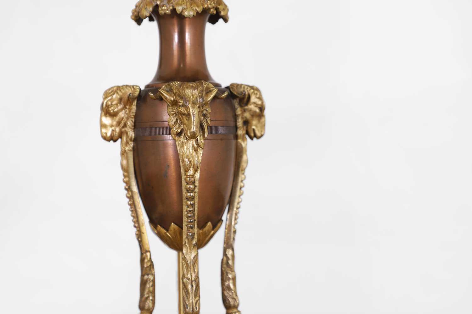 A Louis XVI-style gilt-bronze and copper candelabrum, - Image 6 of 6