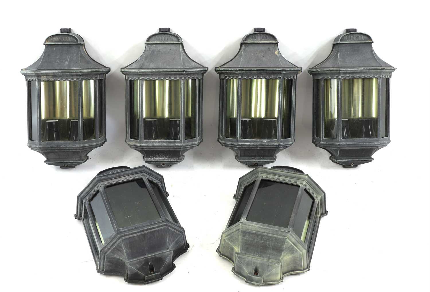 A set of six metal wall lanterns, - Image 2 of 3