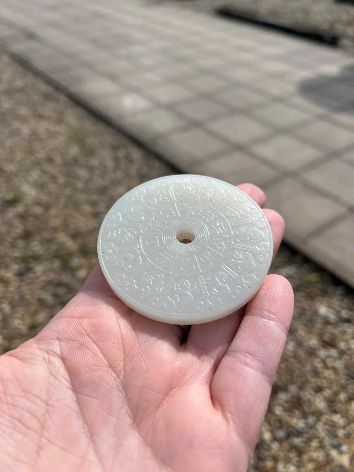 A group of three Chinese jade bi disc, - Image 20 of 29