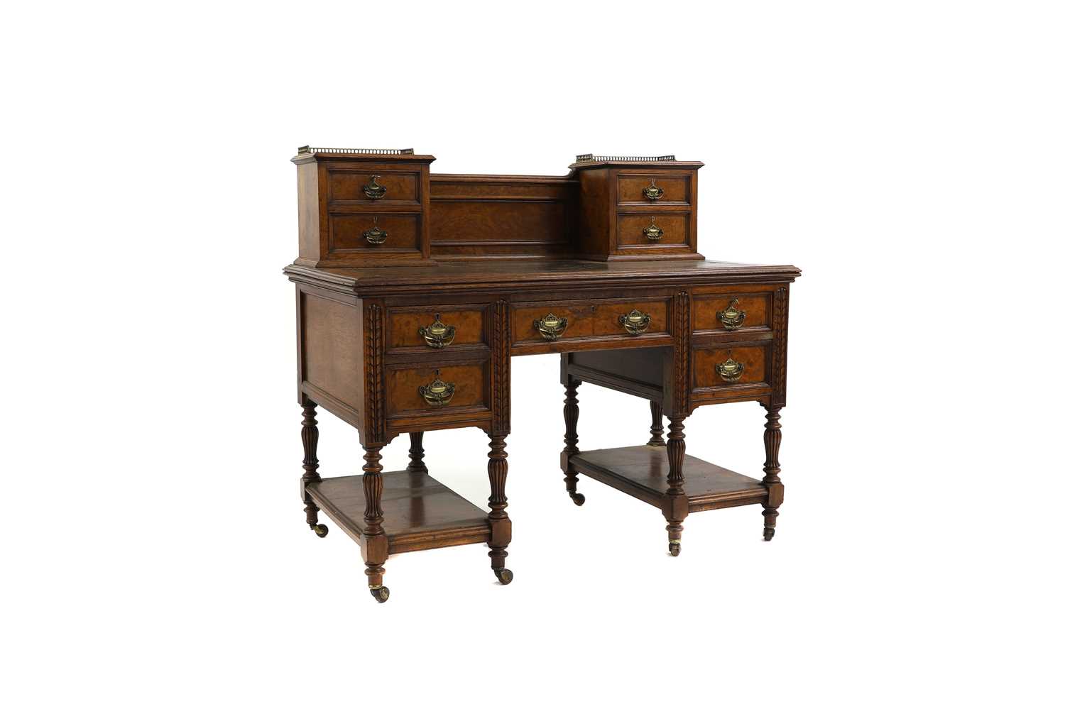 A Victorian burr walnut desk,