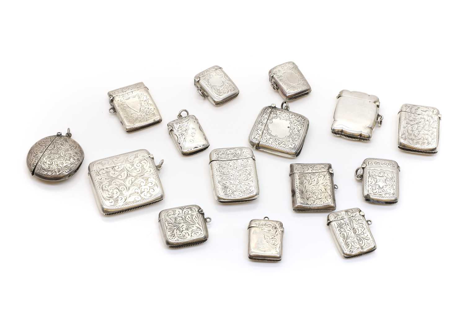 A collection of silver vesta cases