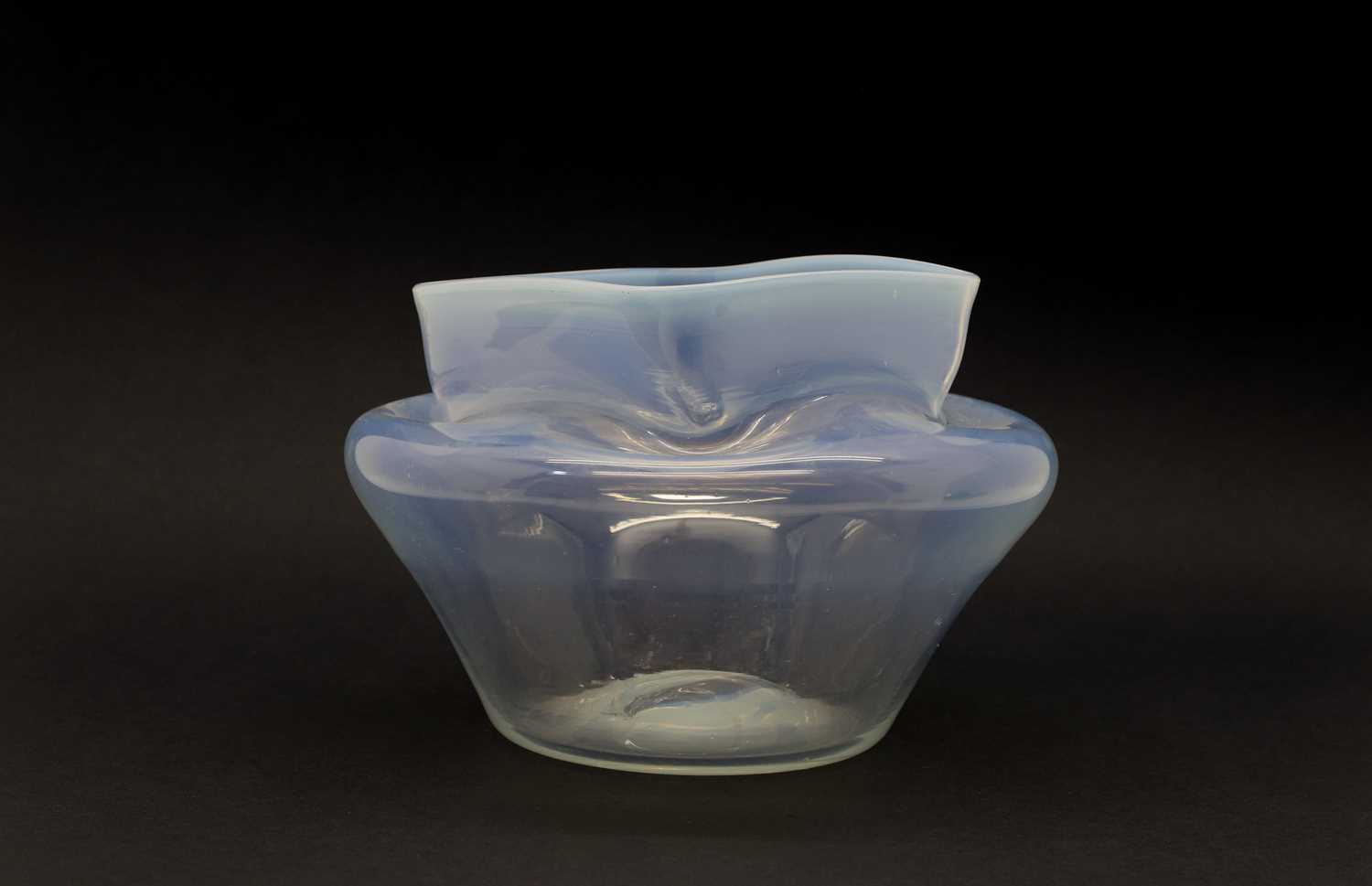 A opalescent glass vase
