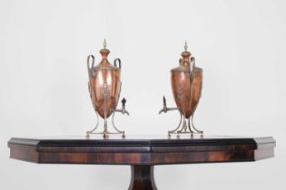 A pair of copper samovars