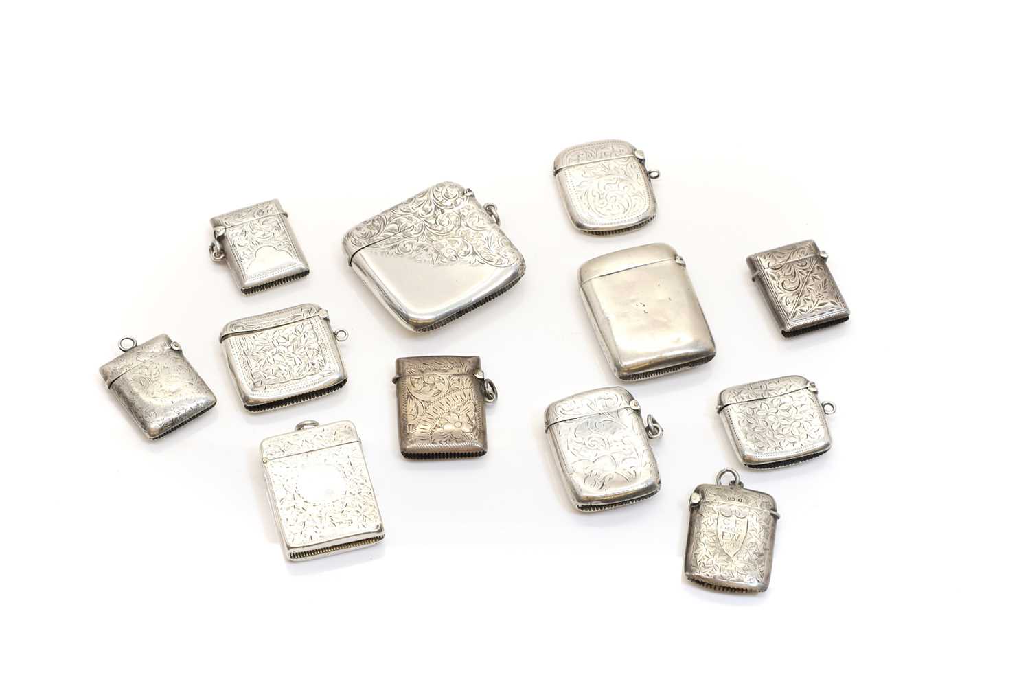 A collection of silver vesta cases