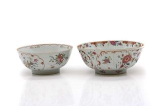 Two Chinese famille rose punch bowls,