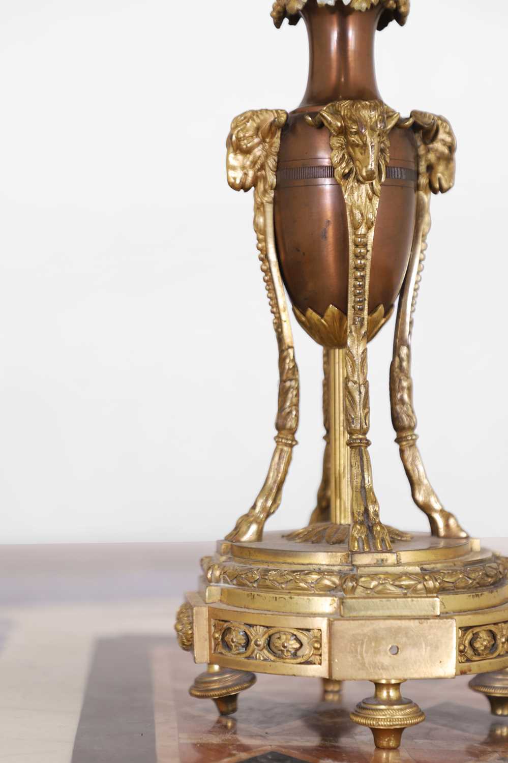 A Louis XVI-style gilt-bronze and copper candelabrum, - Image 5 of 6