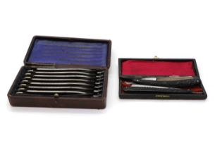 A cased set of Victorian seven-day razors