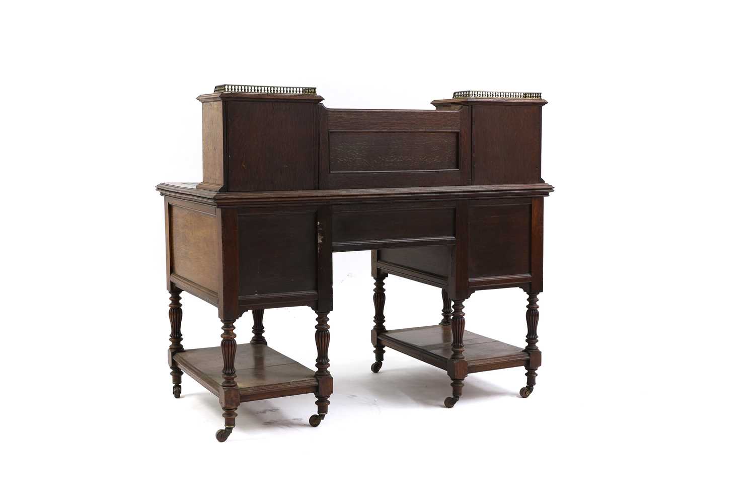 A Victorian burr walnut desk, - Image 2 of 3