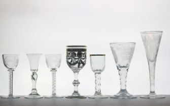 A group of drinking glasses