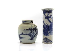 A Chinese blue and white ginger jar and cover,