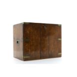 An oak and brass bound three-drawer cabinet,