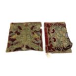 A pair of velvet and embroidered panels,