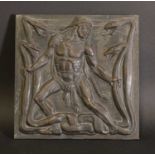 An Art Deco bronze plaque of Hercules and the Lernaean Hydra,