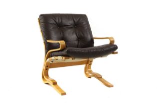 A Norwegian 'Skyline' beech bentwood lounge chair,