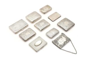 A collection of silver cigarette cases