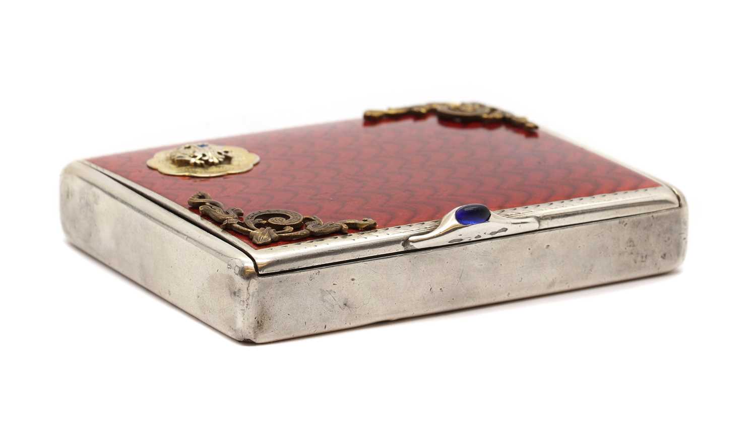 A Russian enamelled silver cigarette case, - Image 2 of 5