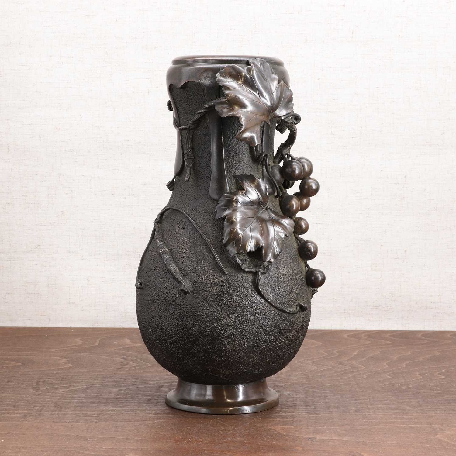 A Japanese bronze vase, - Image 3 of 6