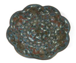 A Chinese cloisonné dish,