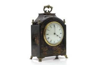 An ebonised and boulle work tortoiseshell mantel clock,