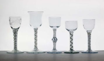 A group of four 18th century wine glasses