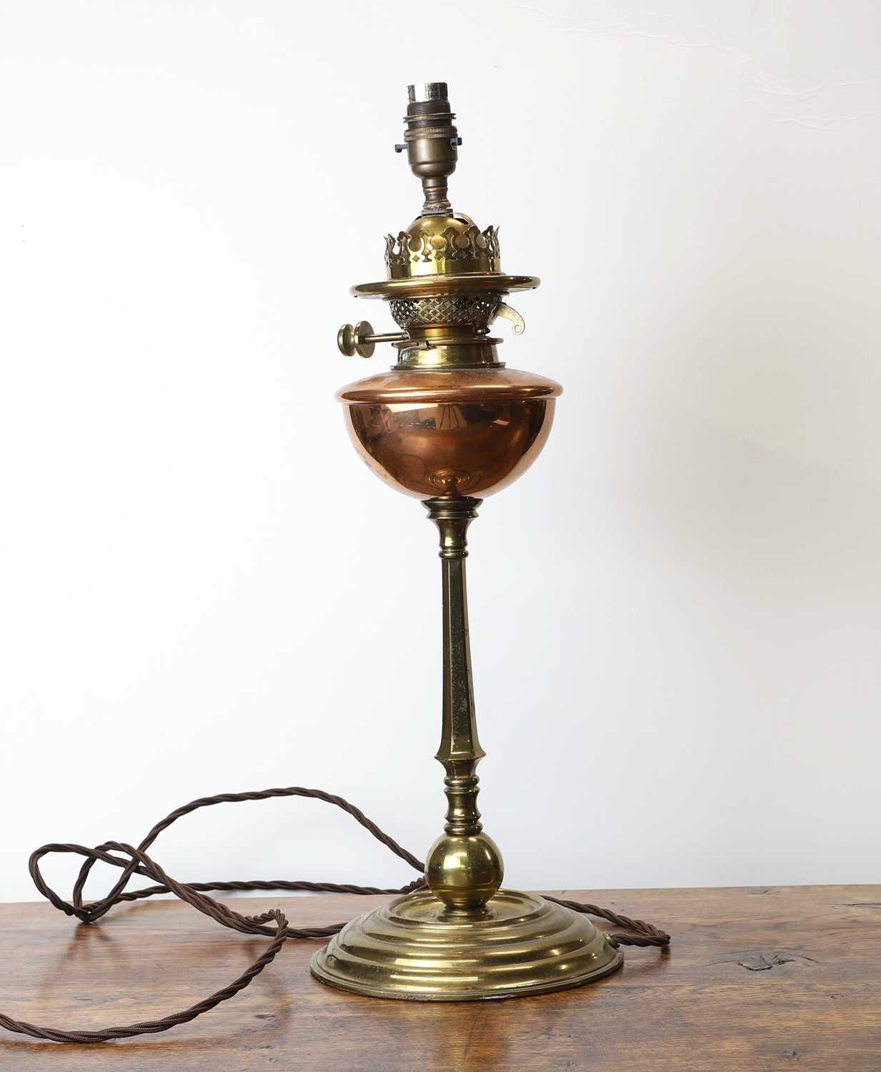 A WAS Benson style brass table lamp, - Image 2 of 3